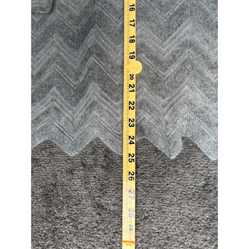 Chico's Sweater Women's 3 Gray Round Neck Long Sleeve Sheer Chevron Pullover - Picture 6 of 8